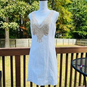 Lilly Pulitzer white dress with gold lace detail size 8